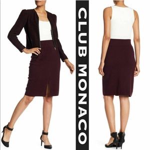CLUB MONACO Burgundy Sundith Pencil Wool Skirt